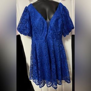 Puff sleeve lace A-line dress - SHEIN curve